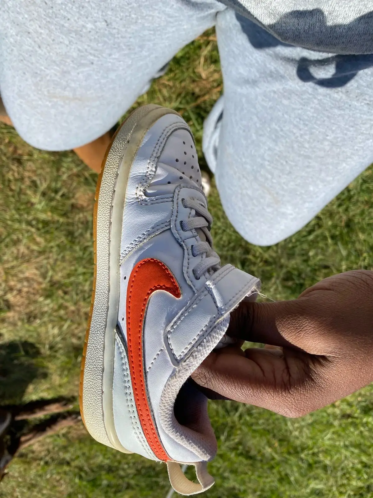 Nike White and Orange Kids Sneakers