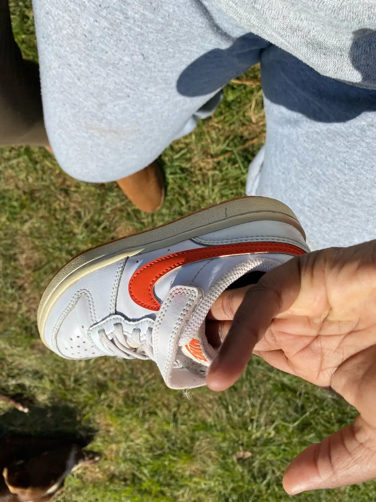 Nike White and Orange Kids Sneakers