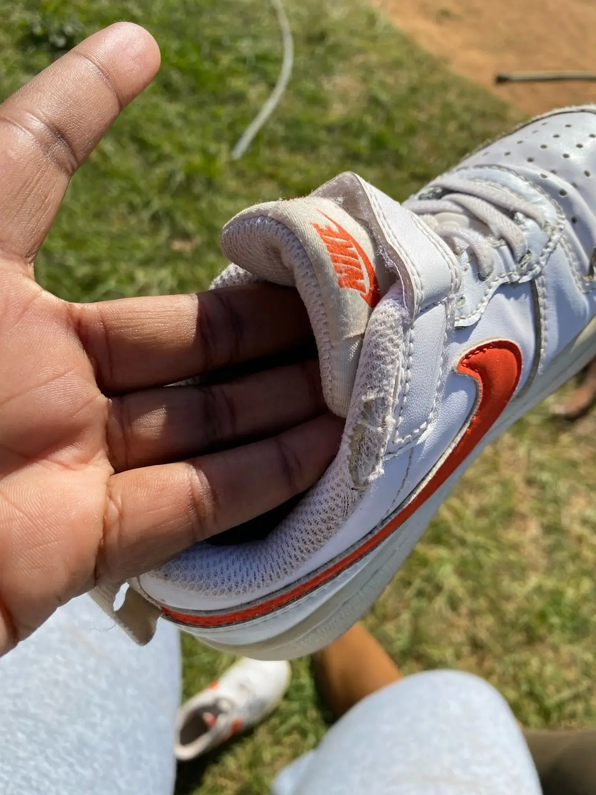 Nike White and Orange Kids Sneakers