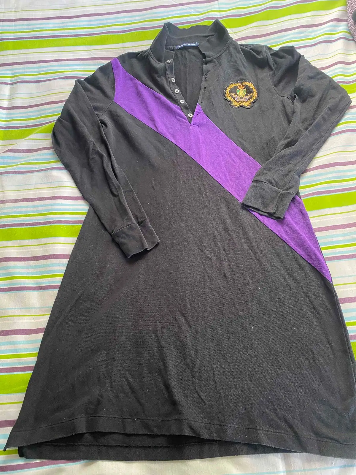 Ralph Lauren Sport Long Sleeve Polo Dress Black Purple