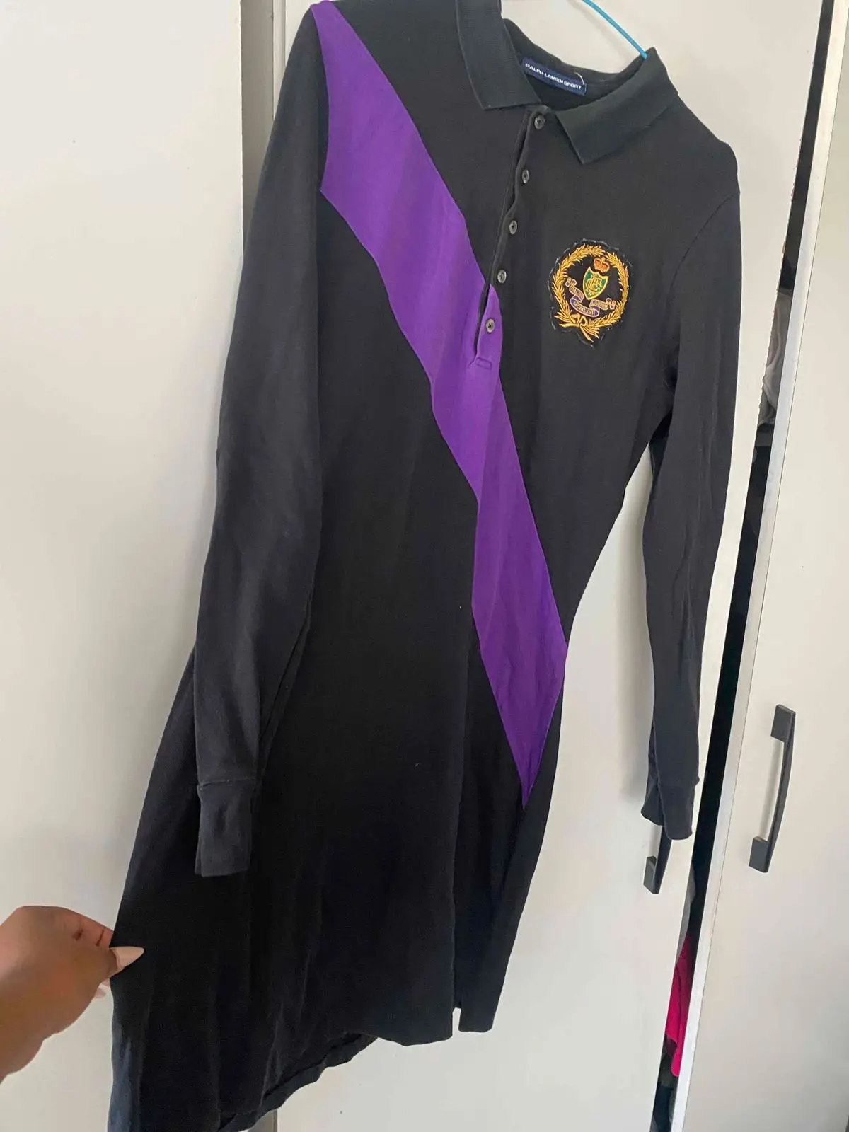 Ralph Lauren Sport Long Sleeve Polo Dress Black Purple