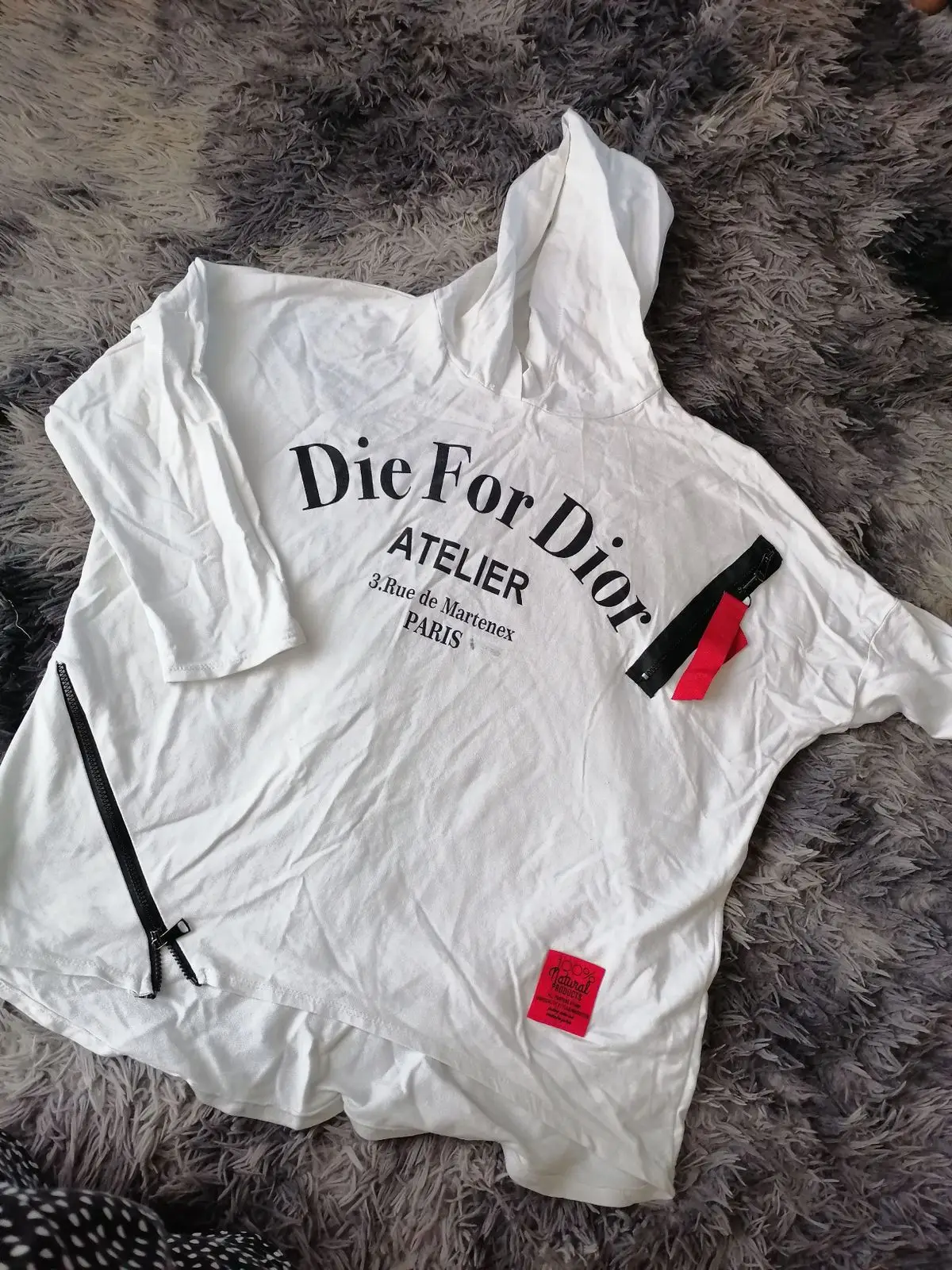 White T-Shirt with Red Label Detail