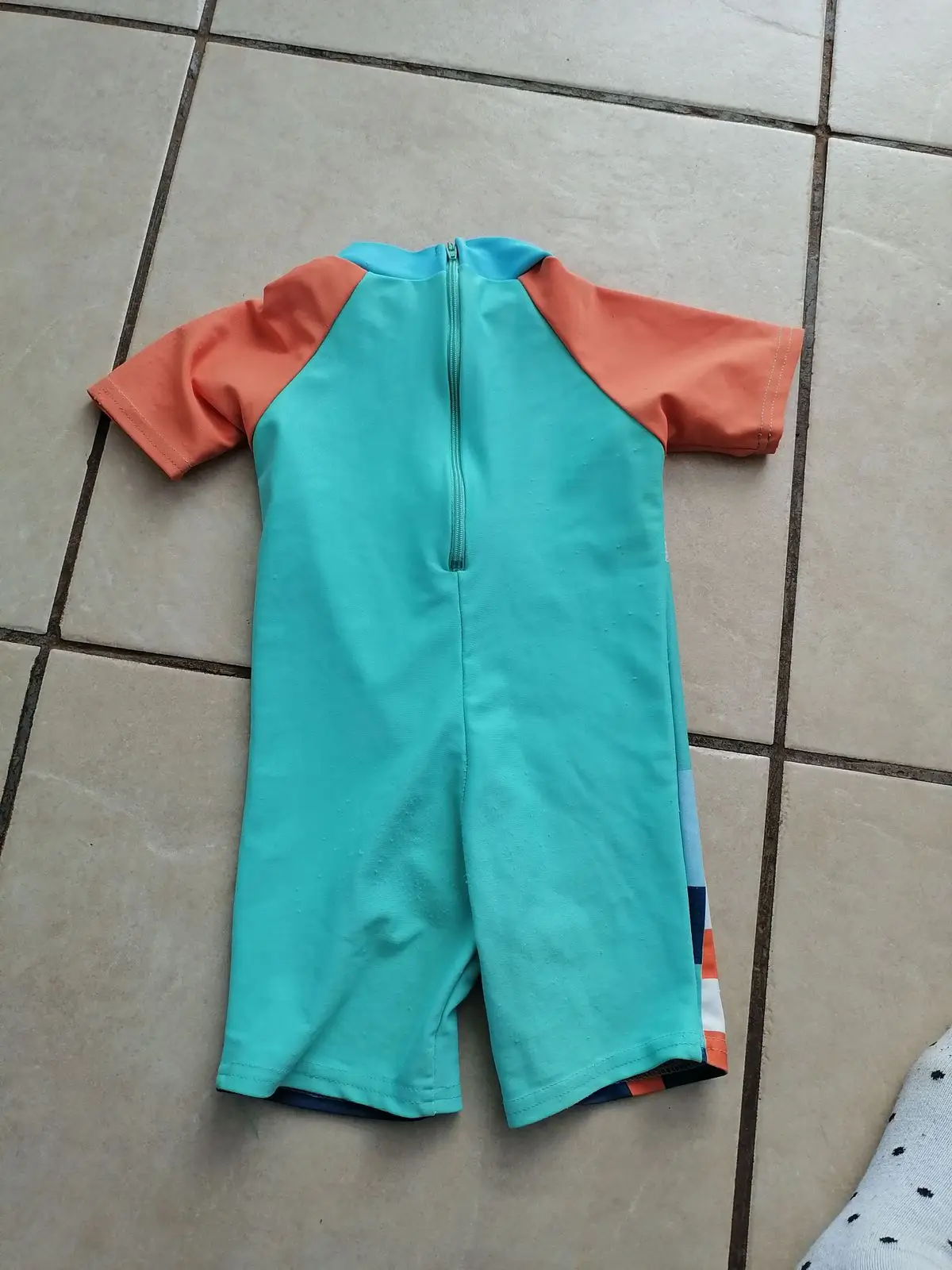 Kids Short-Sleeve Zip Swimsuit