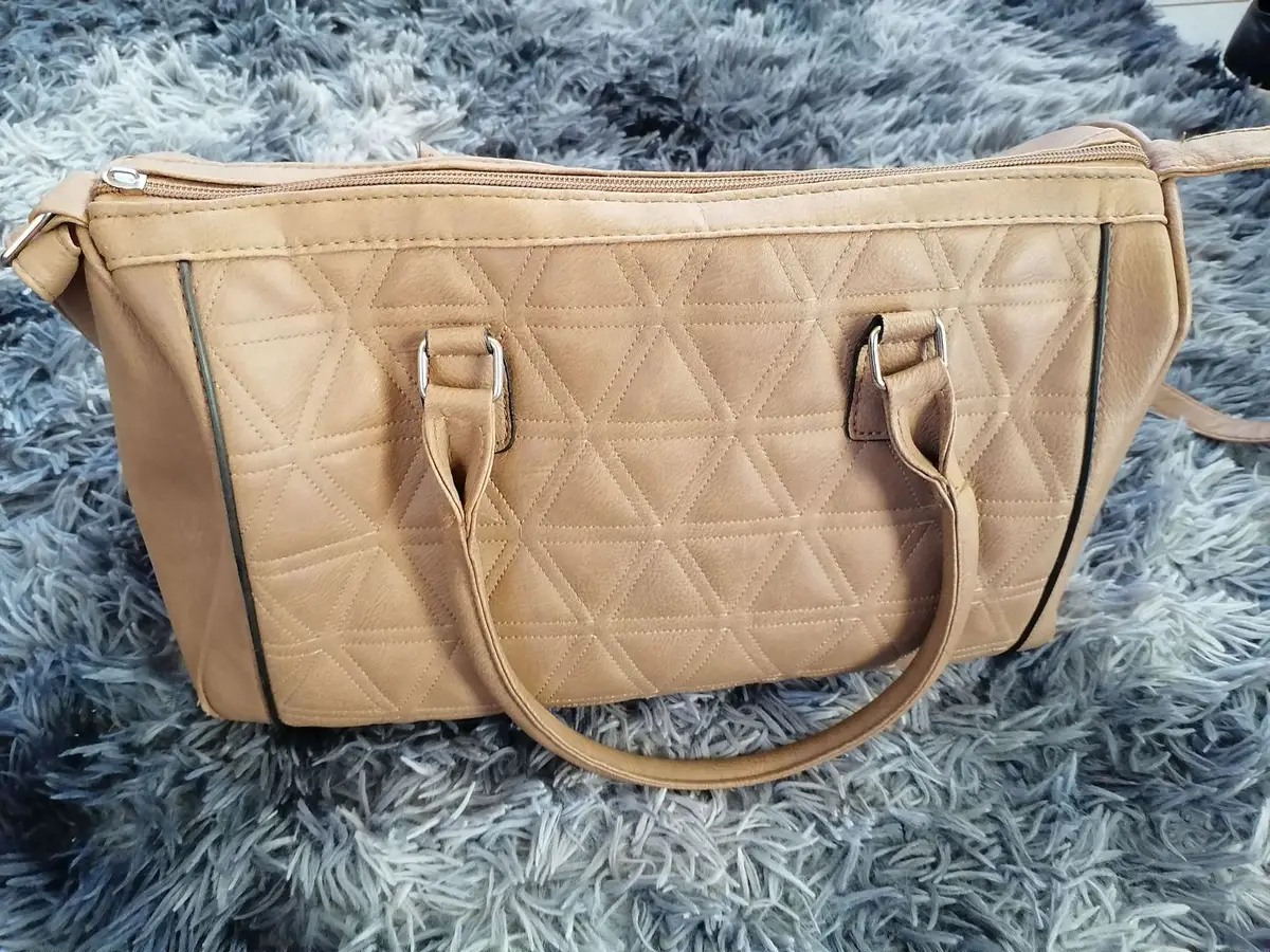 Mr Price Tan Geometric Stitched Handbag