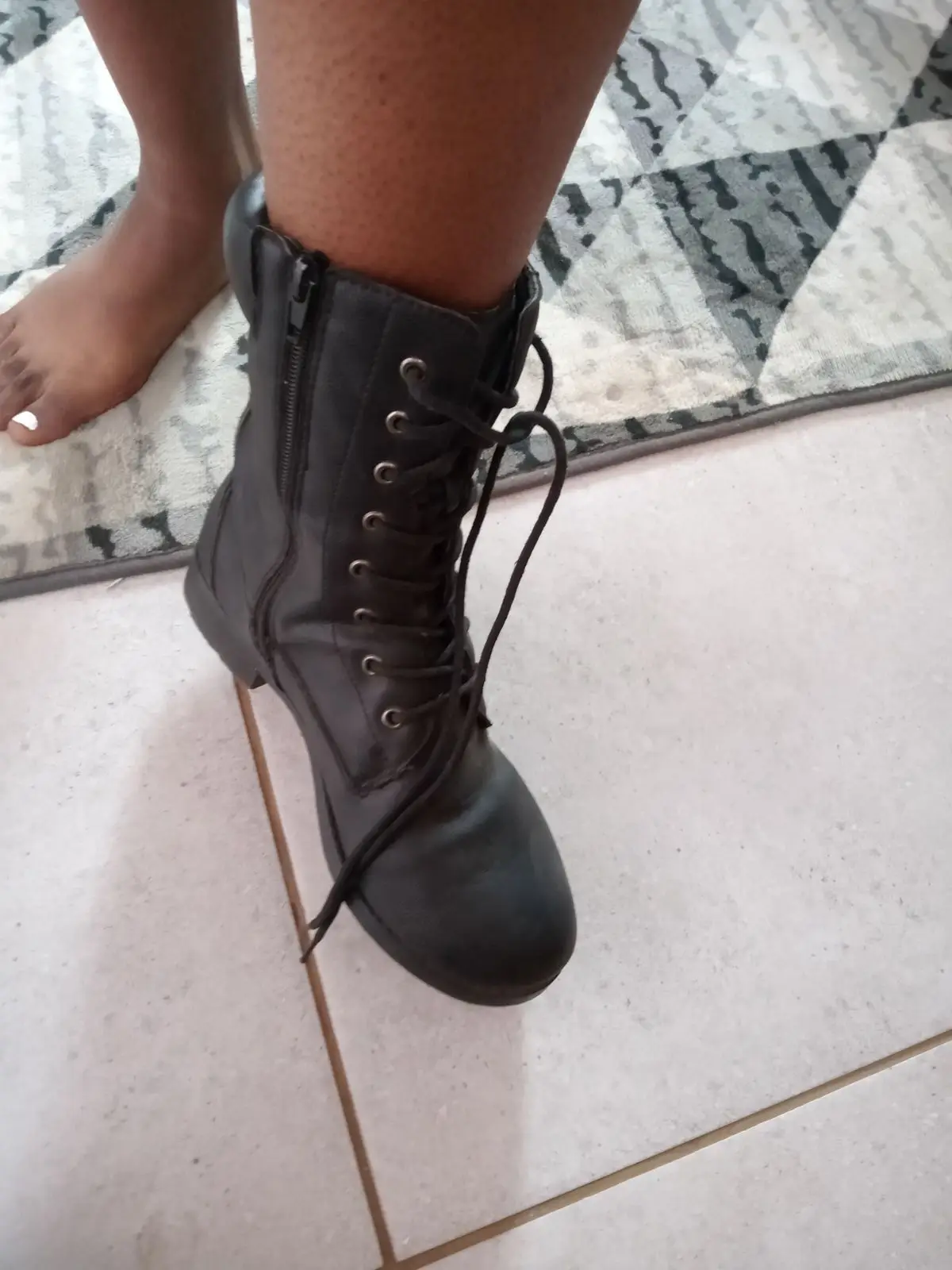 Black Lace-Up Combat Boots