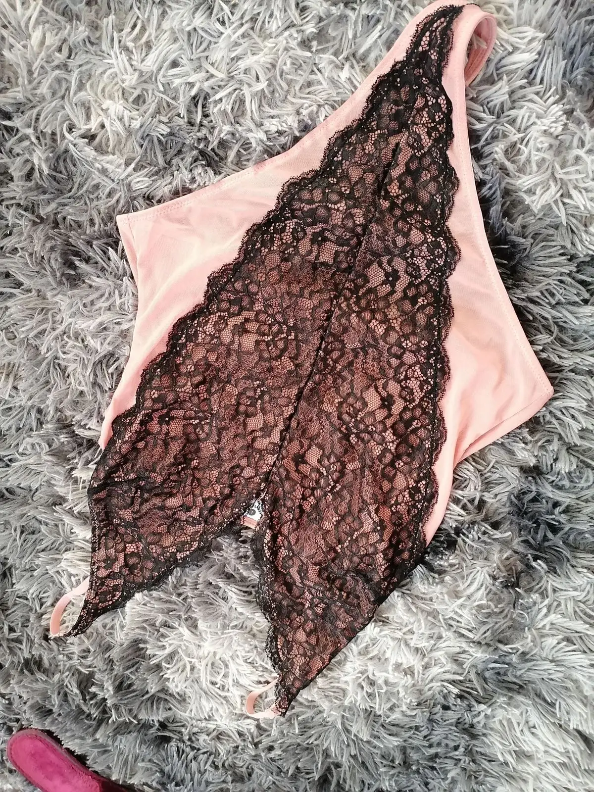 Mr Price Pink and Black Lace Bodysuit