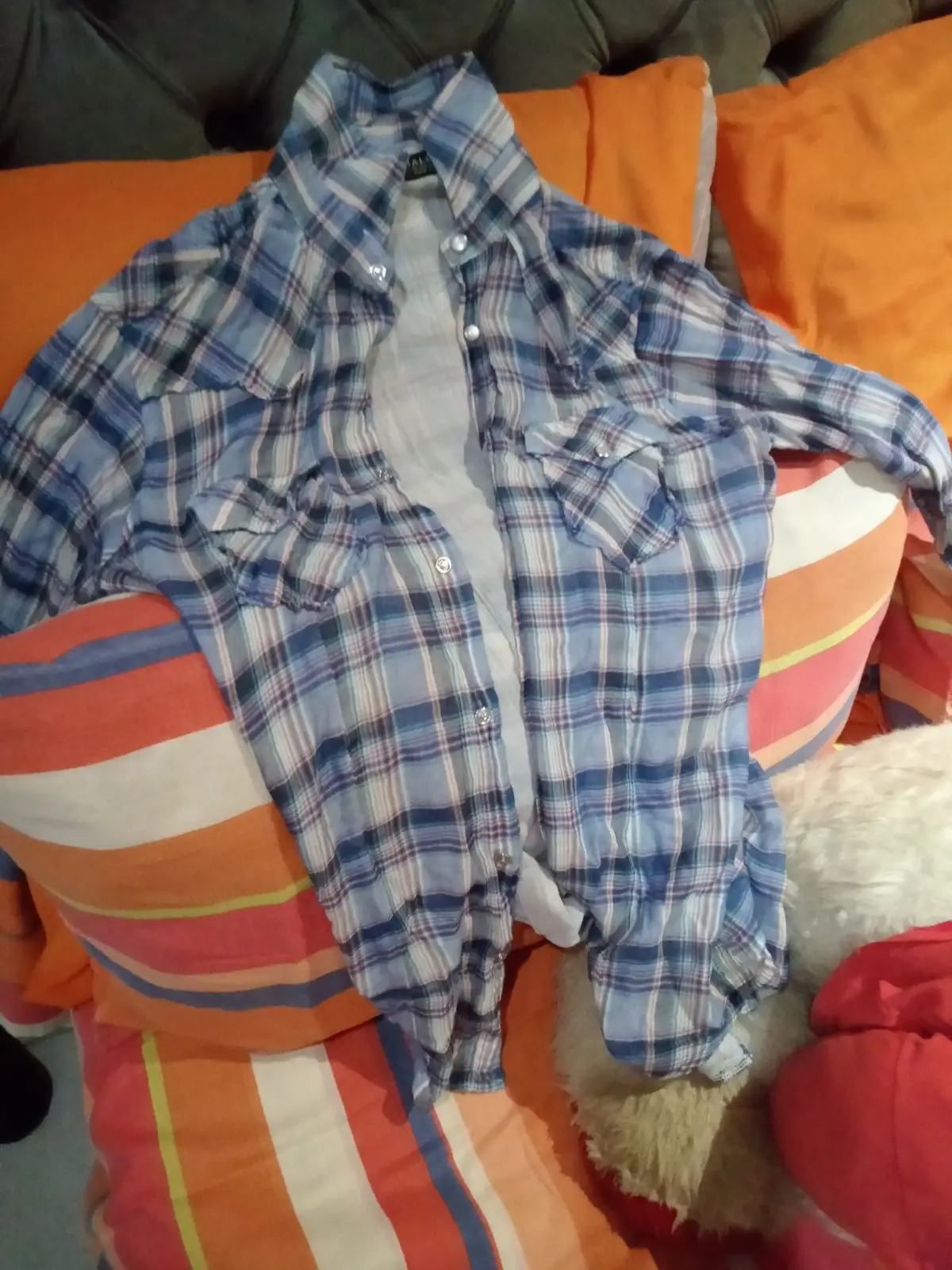 Blue Plaid Long-Sleeve Button-Up Shirt