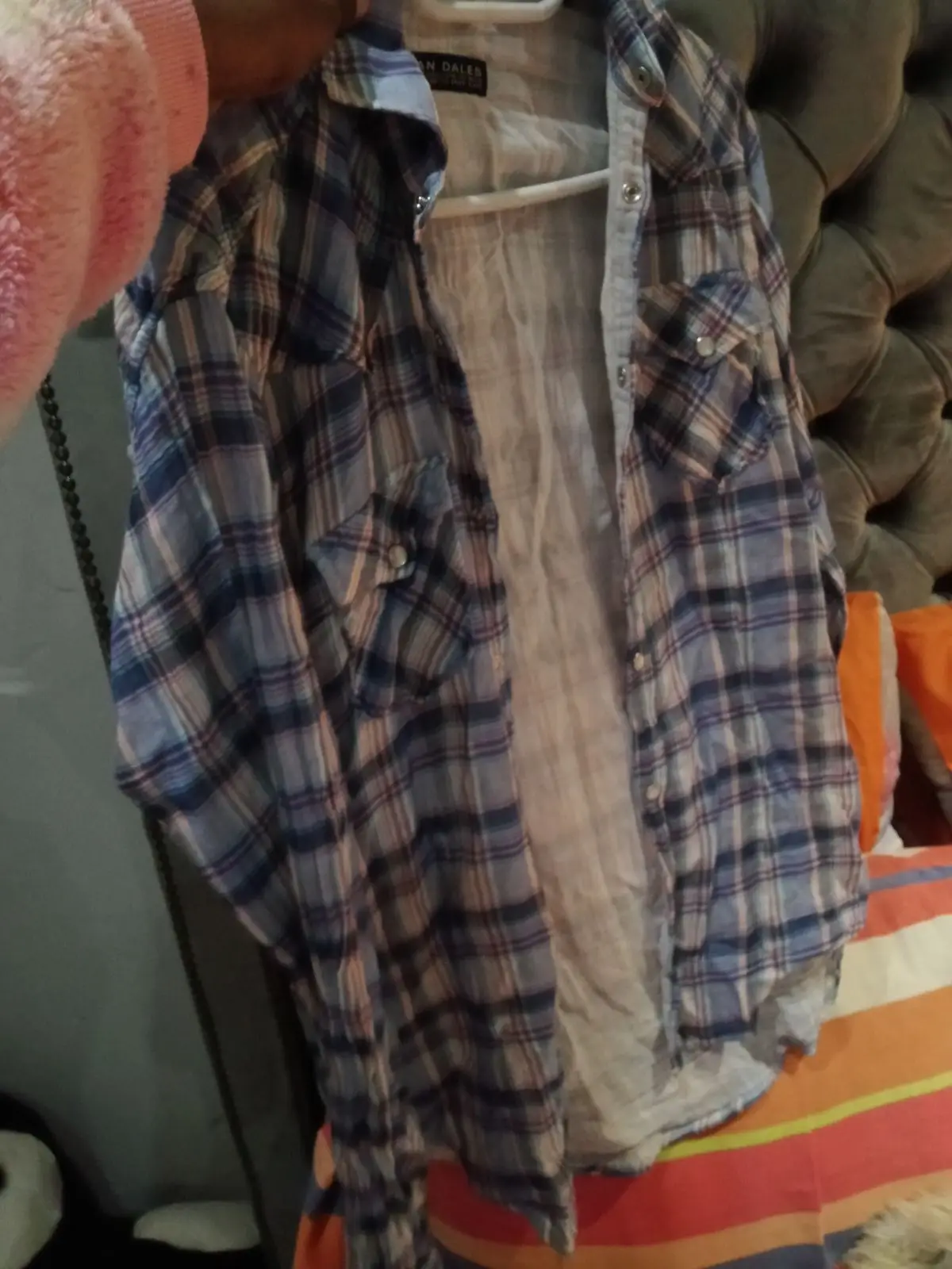 Blue Plaid Long-Sleeve Button-Up Shirt