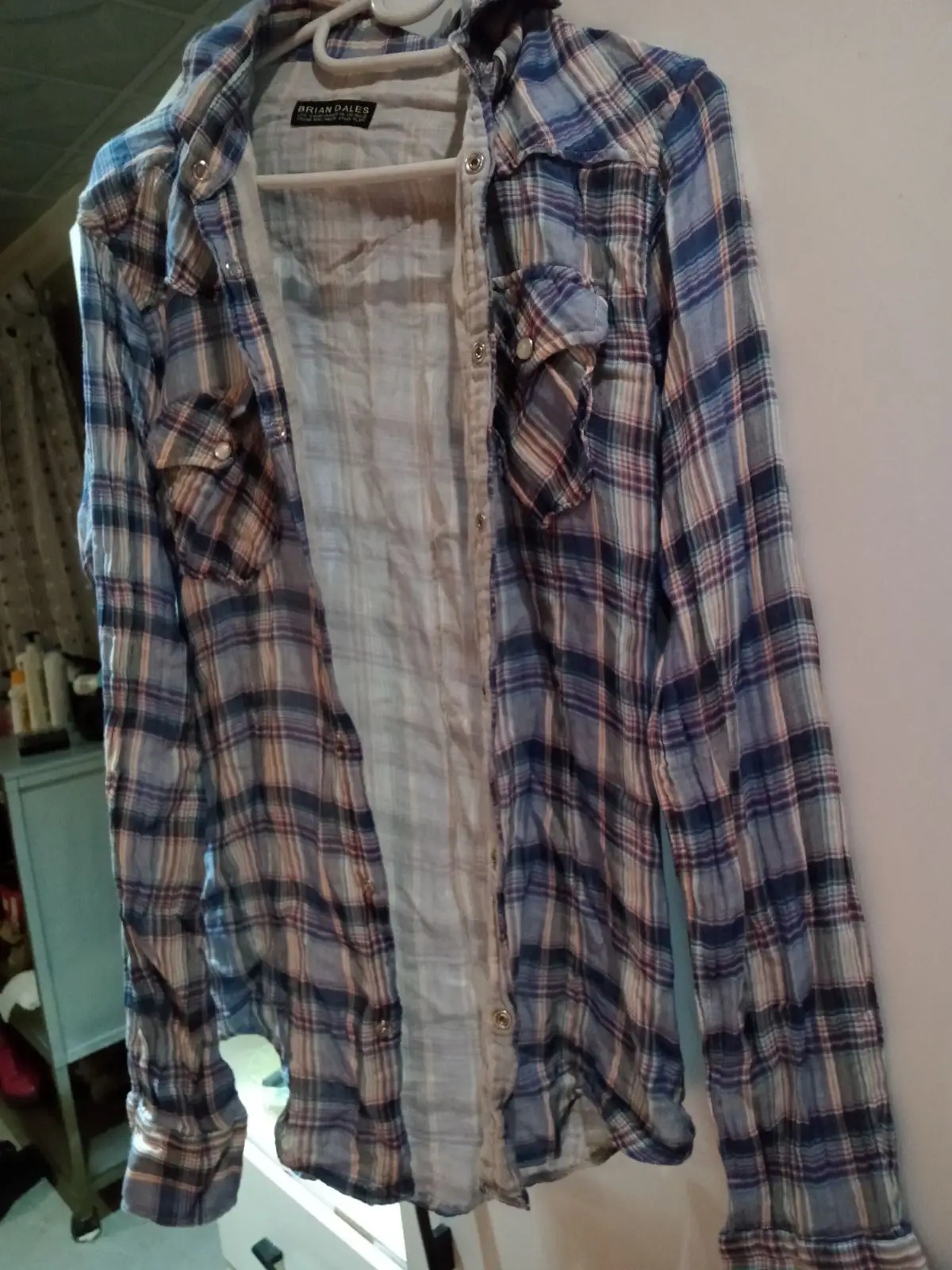 Blue Plaid Long-Sleeve Button-Up Shirt