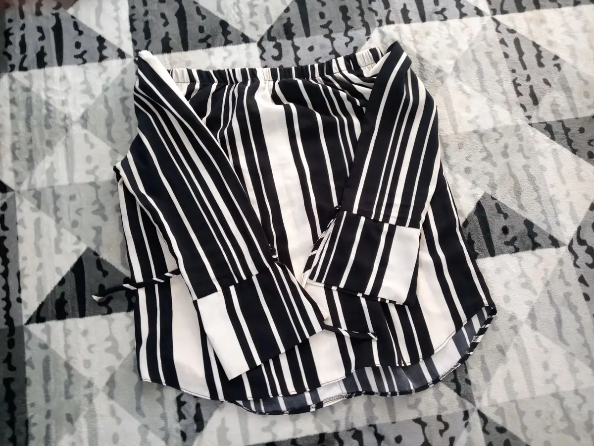 Mr Price Black and White Striped Off-Shoulder Top