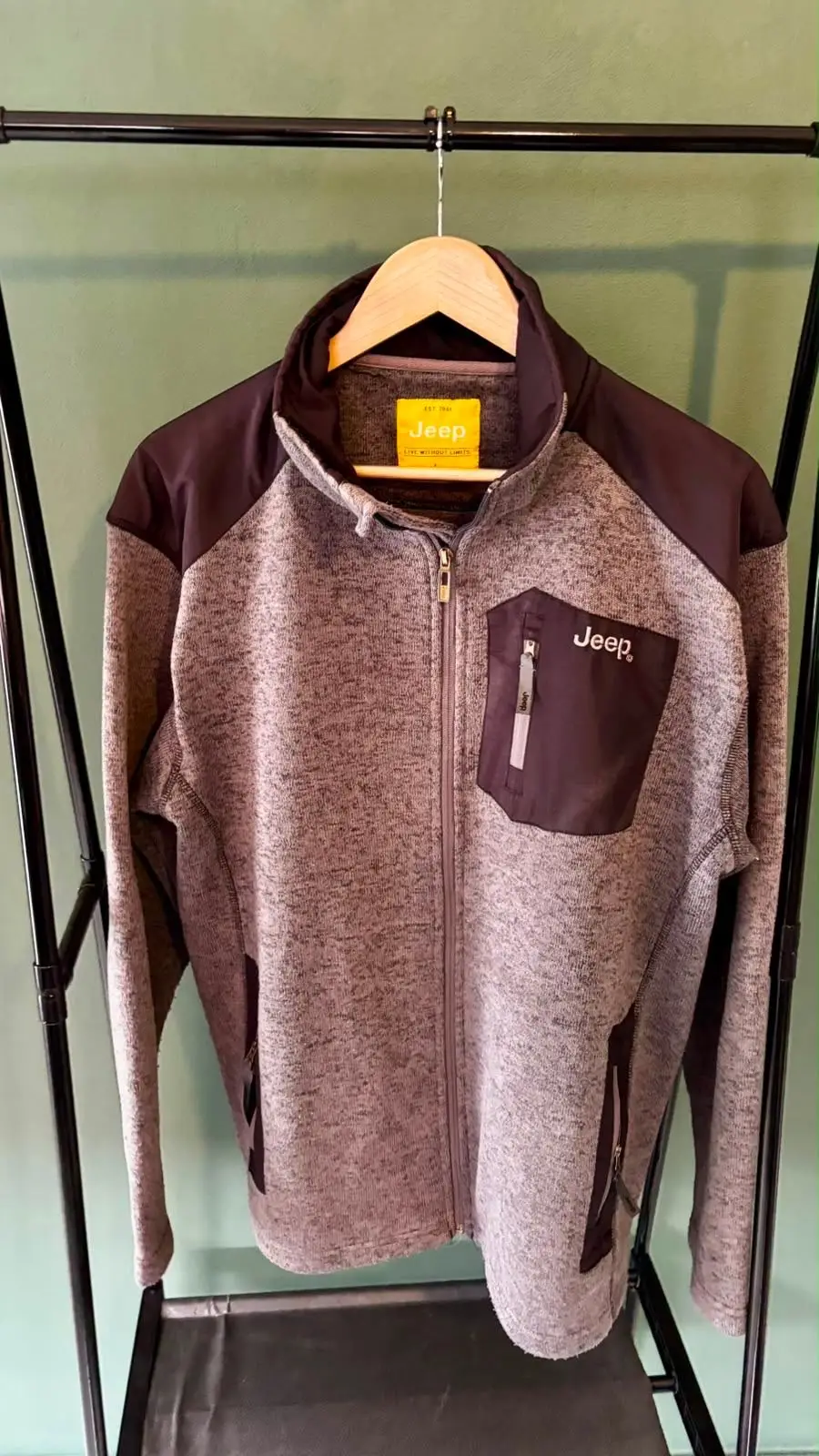 Jeep Zip-Up Fleece Jacket Grey