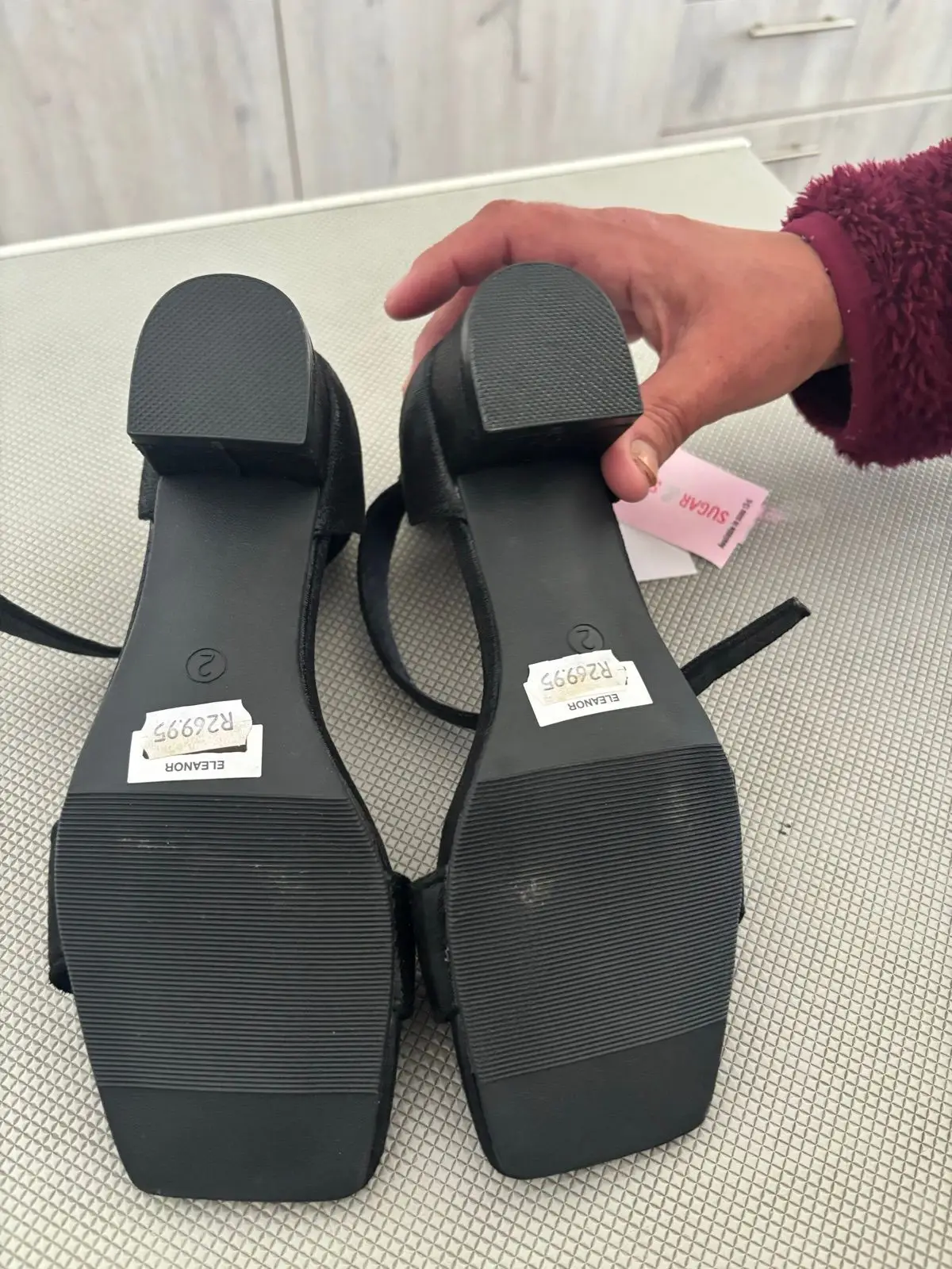 Sugar & Spice Black Heeled Sandals Size 2