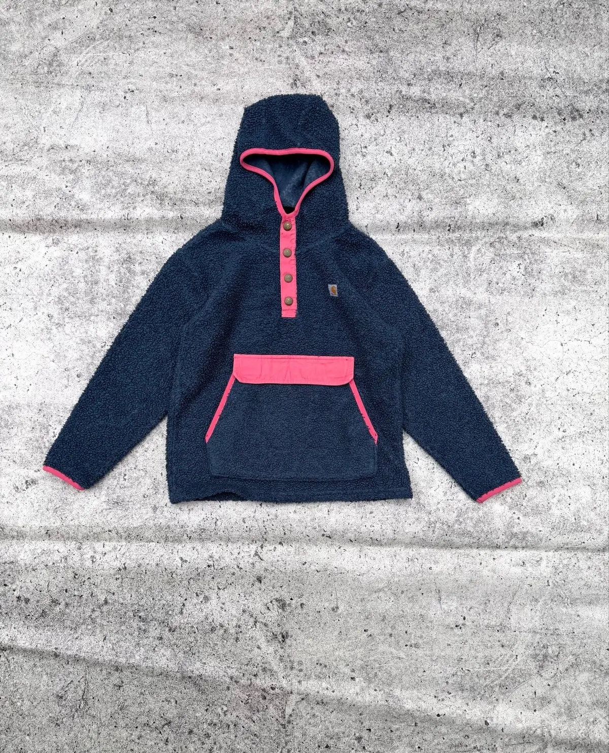 Carhartt Fleece Pullover Hoodie Navy Pink