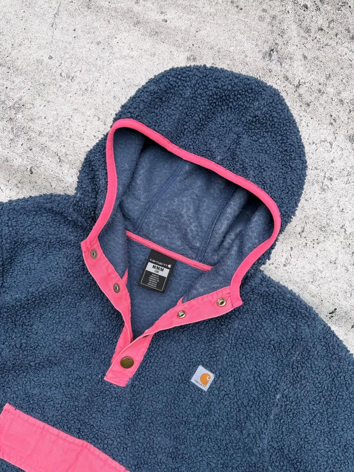 Carhartt Fleece Pullover Hoodie Navy Pink