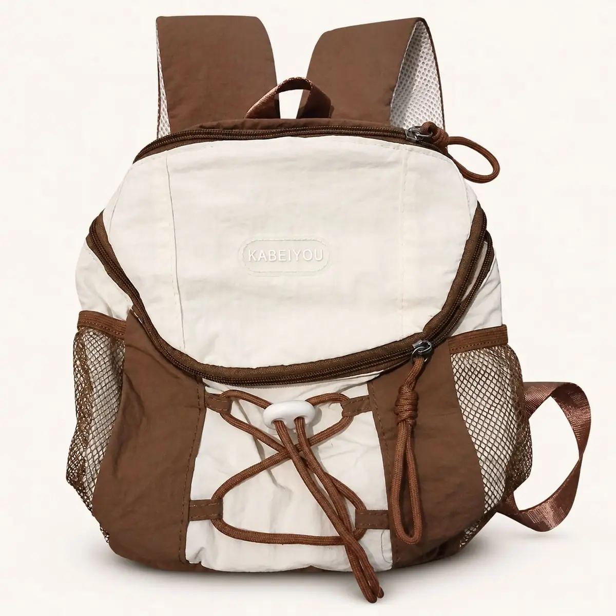 Kabeiyou Brown and Off-White Backpack