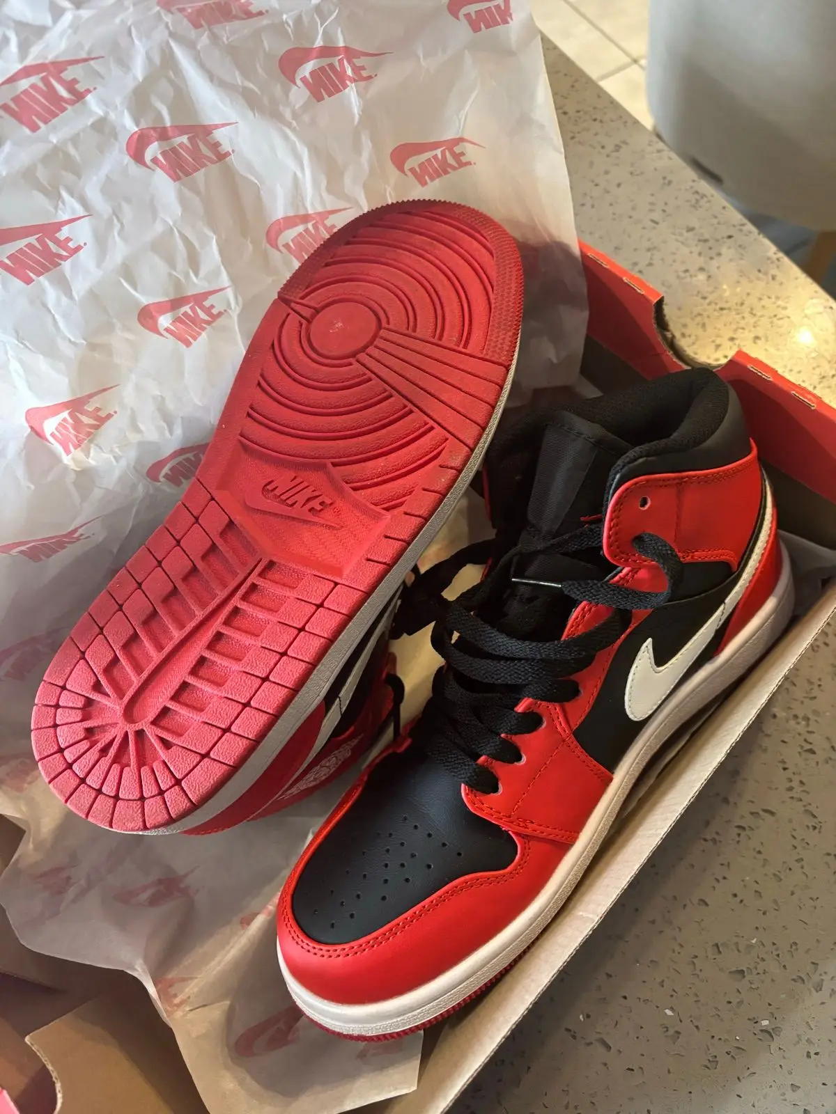 Air Jordan High Top Sneakers Red Black White