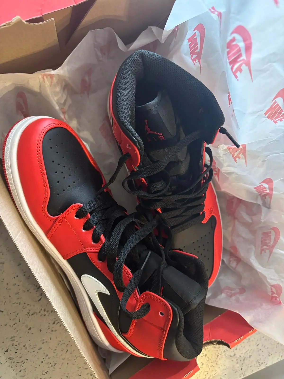 Air Jordan High Top Sneakers Red Black White