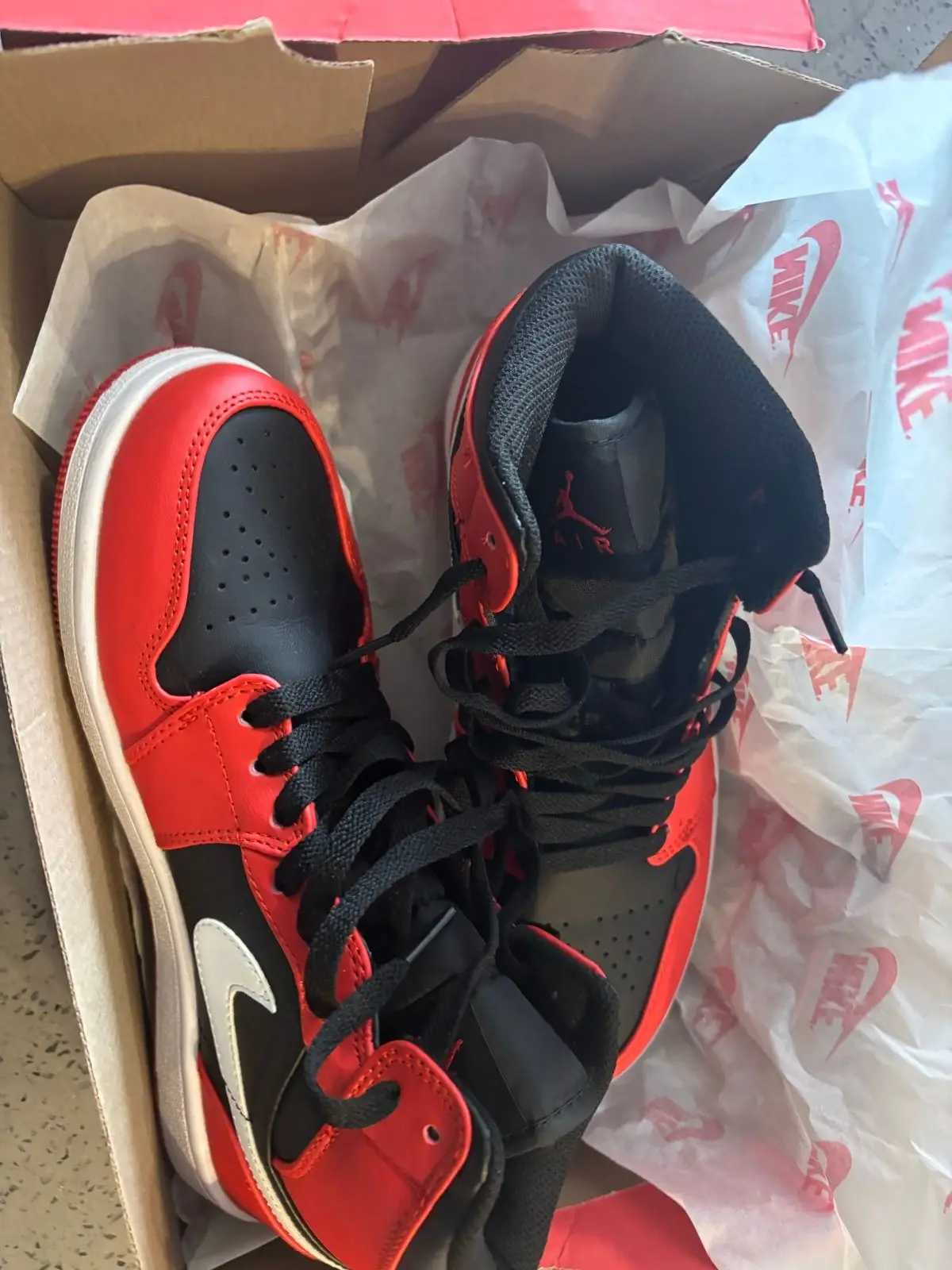 Air Jordan High Top Sneakers Red Black White