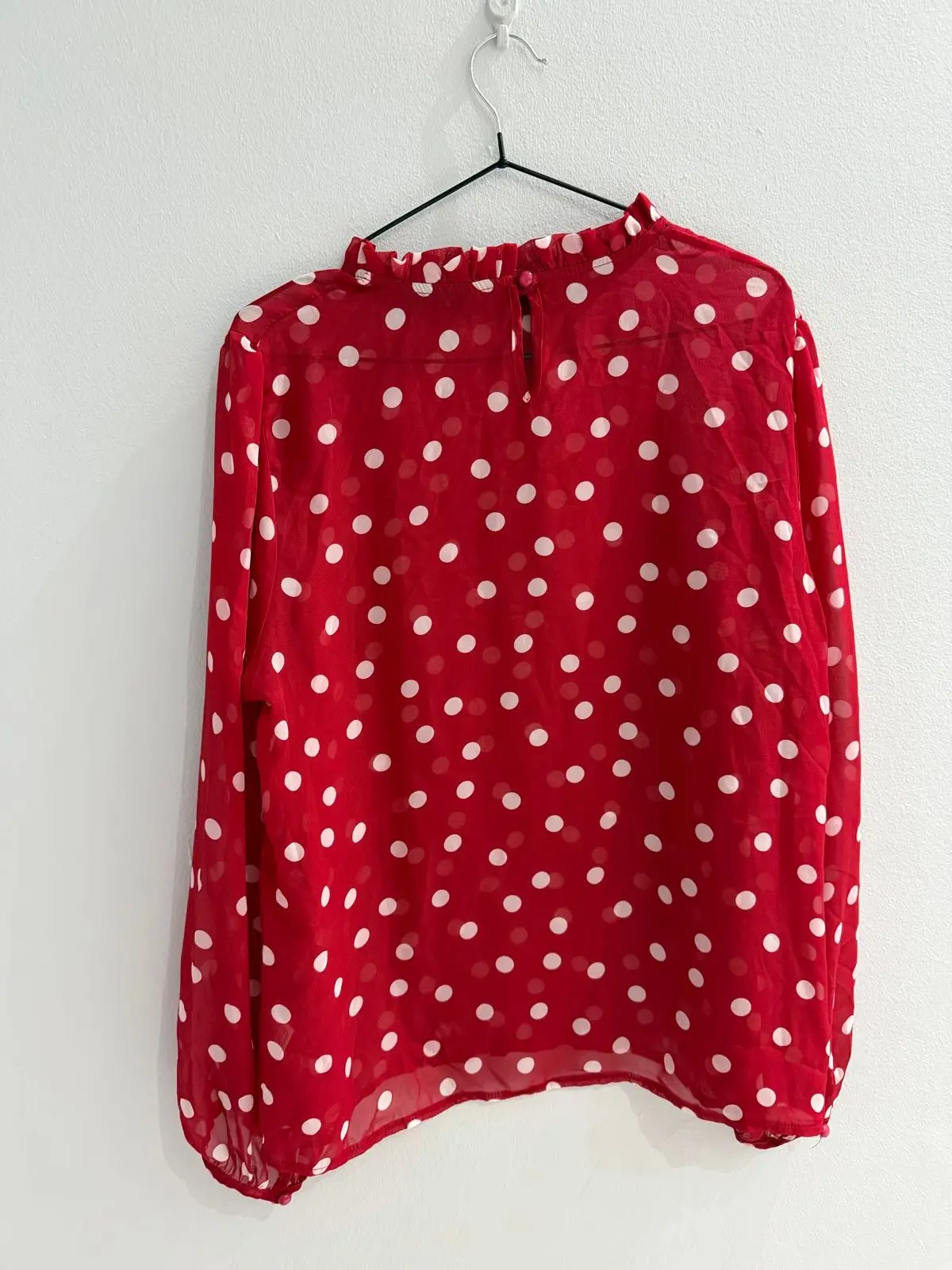 Red Polka Dot Long-Sleeve Blouse
