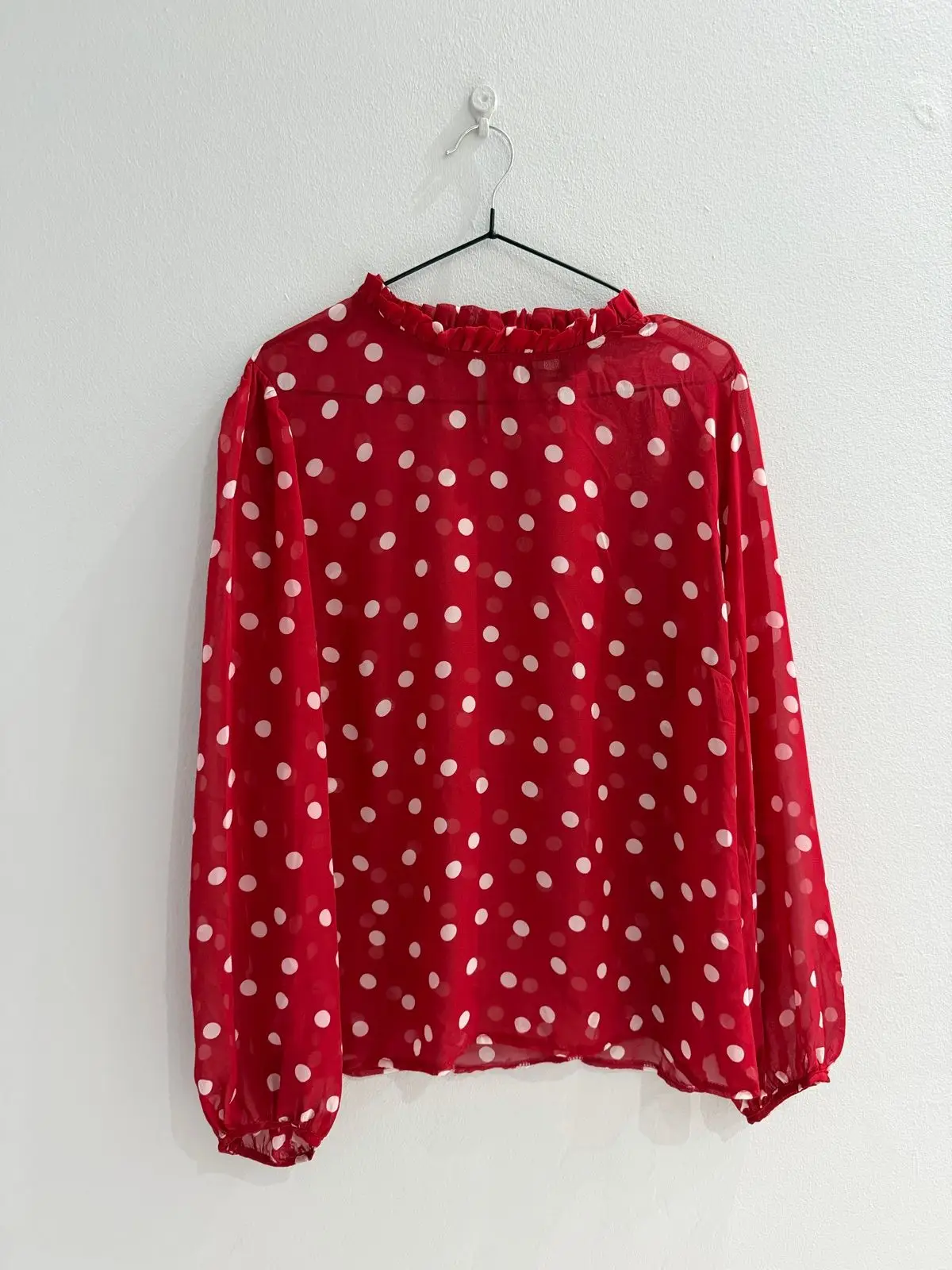 Red Polka Dot Long-Sleeve Blouse