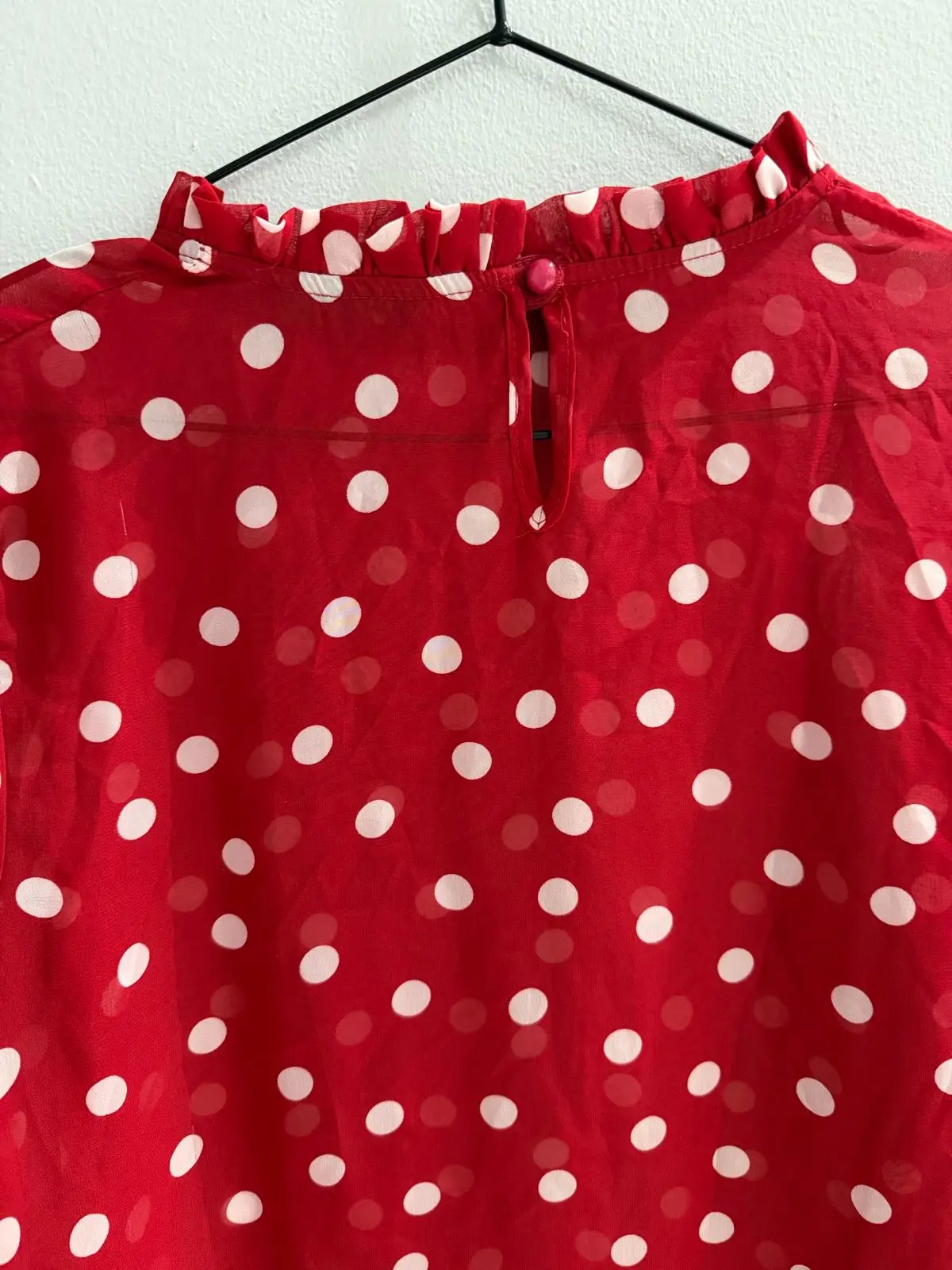 Red Polka Dot Long-Sleeve Blouse