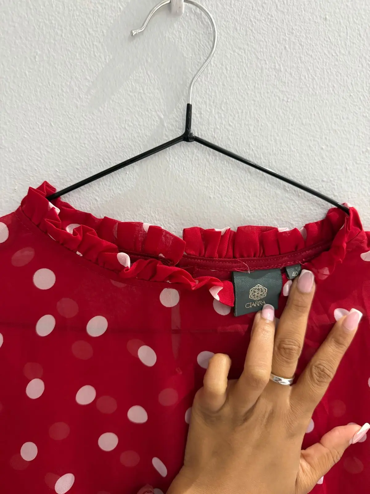 Red Polka Dot Long-Sleeve Blouse