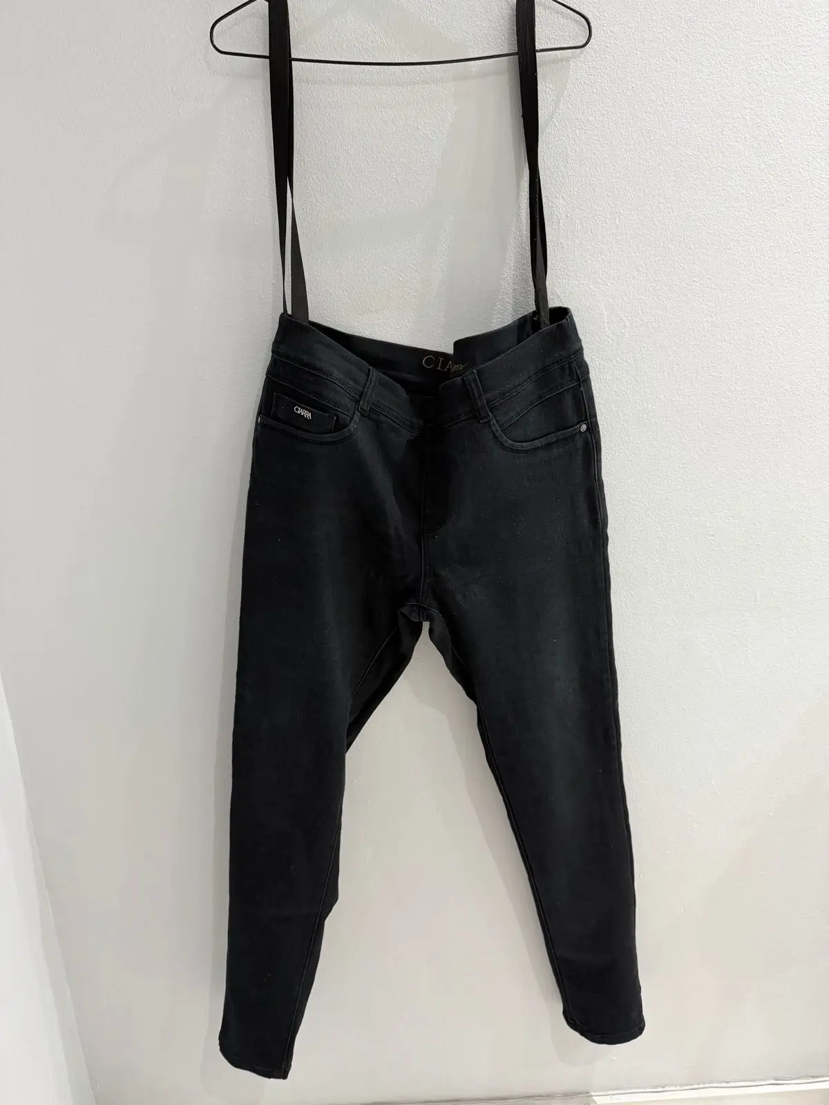Ciarra Denim Black Jeans with Straps Size 38