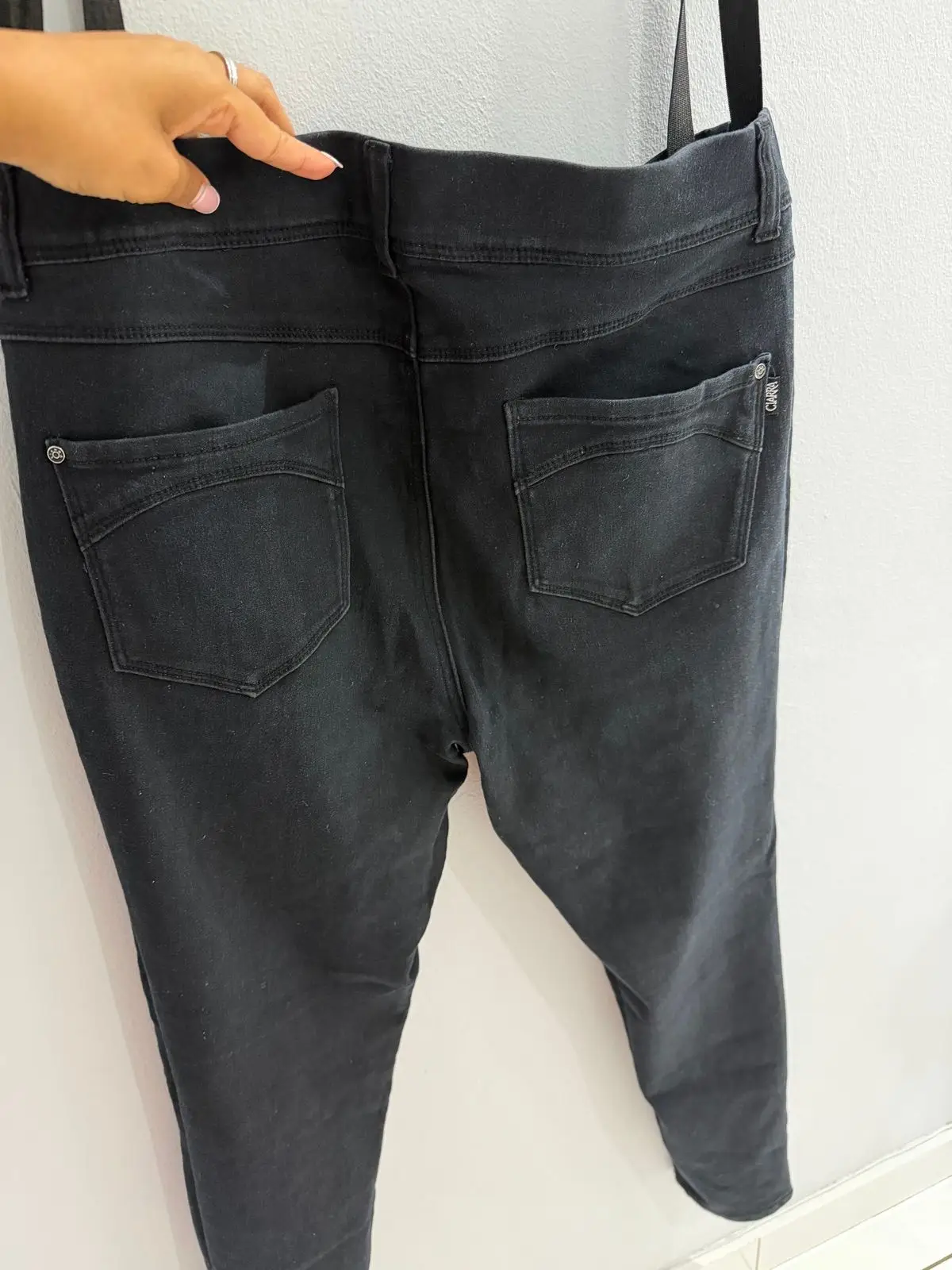 Ciarra Denim Black Jeans with Straps Size 38