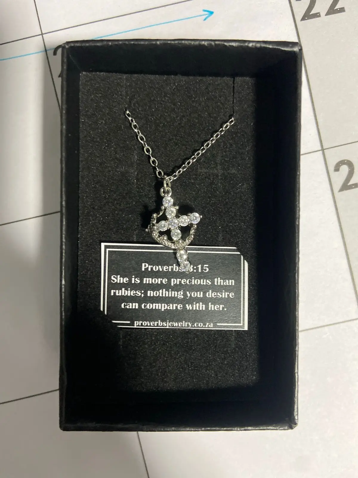Proverbs Jewelry Silver Cross Pendant Necklace