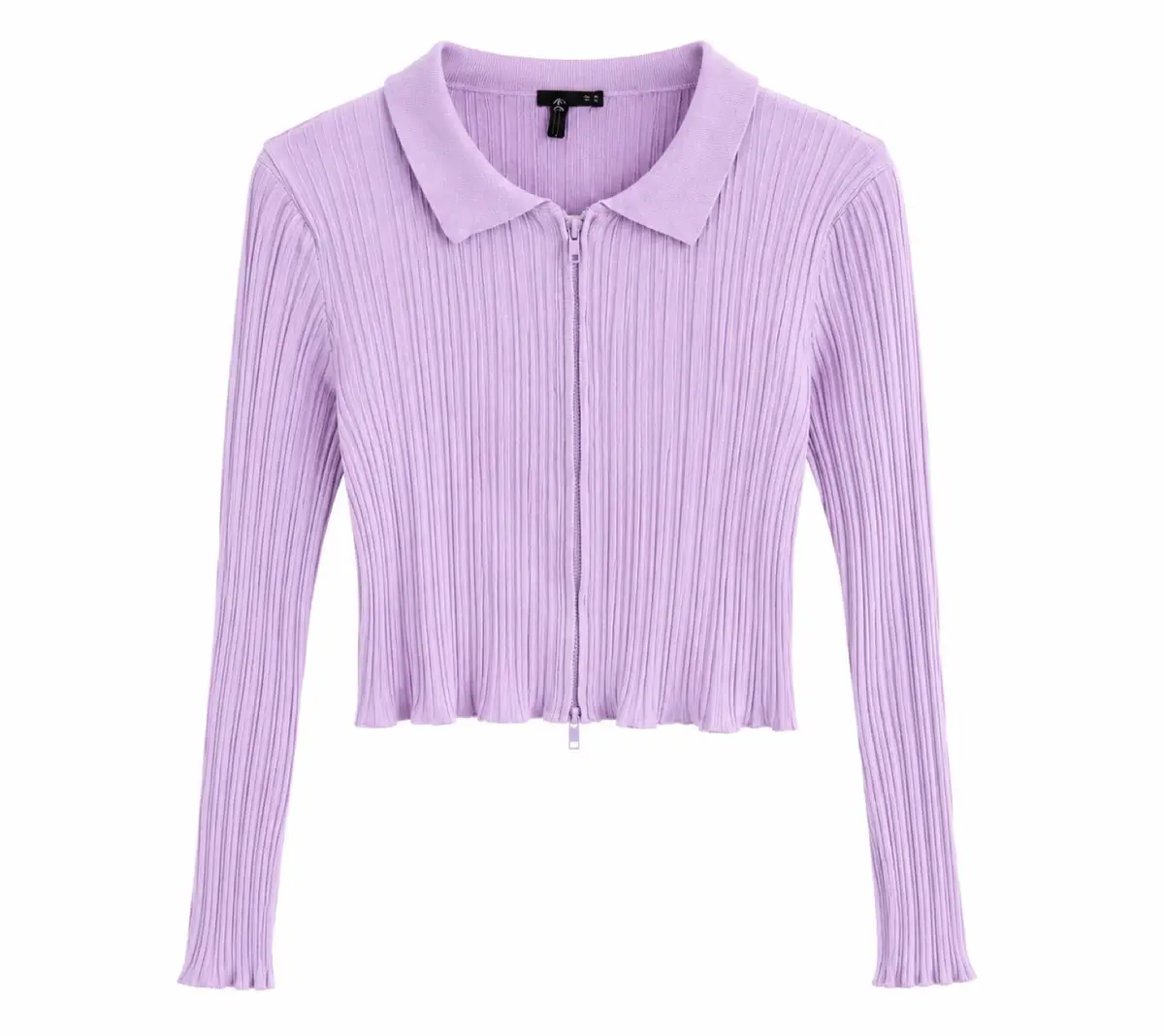 Factorie Light Purple Cropped Zip-Up Top