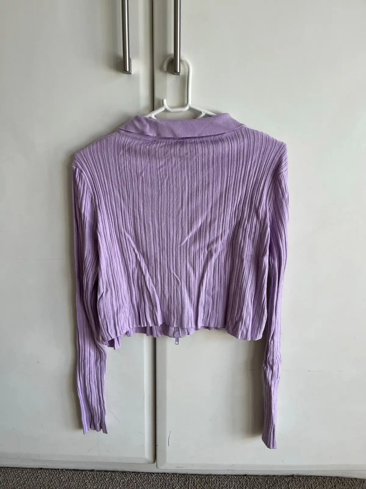 Factorie Light Purple Cropped Zip-Up Top