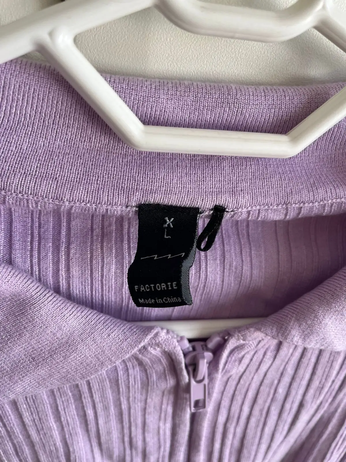 Factorie Light Purple Cropped Zip-Up Top