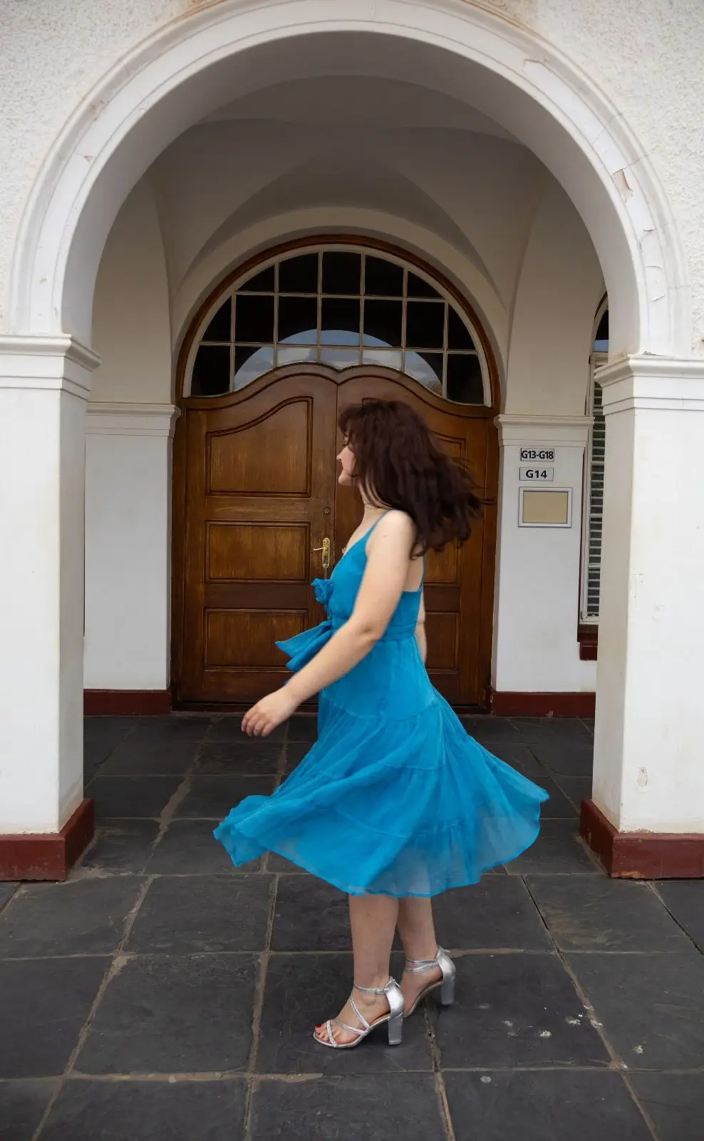 Teal Blue Midi Dress with Bow Detail