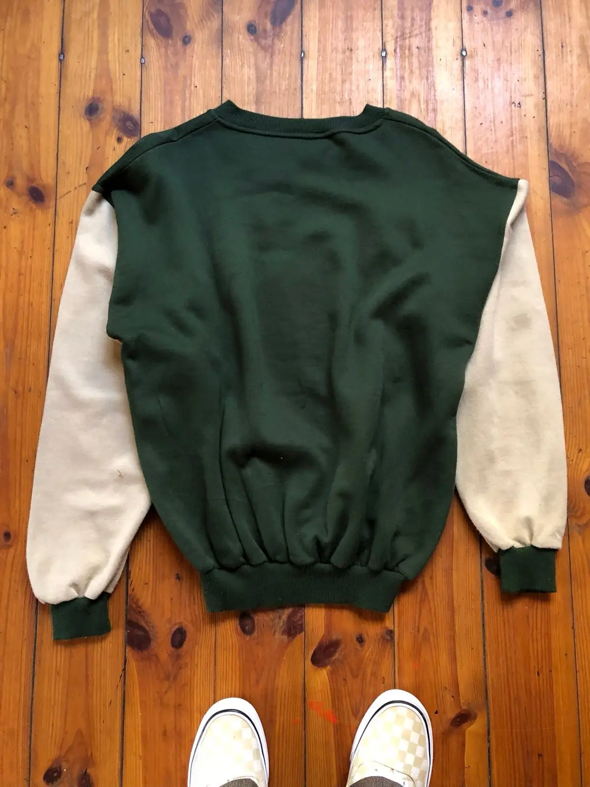 Rhino Embroidered Green and Beige Sweatshirt