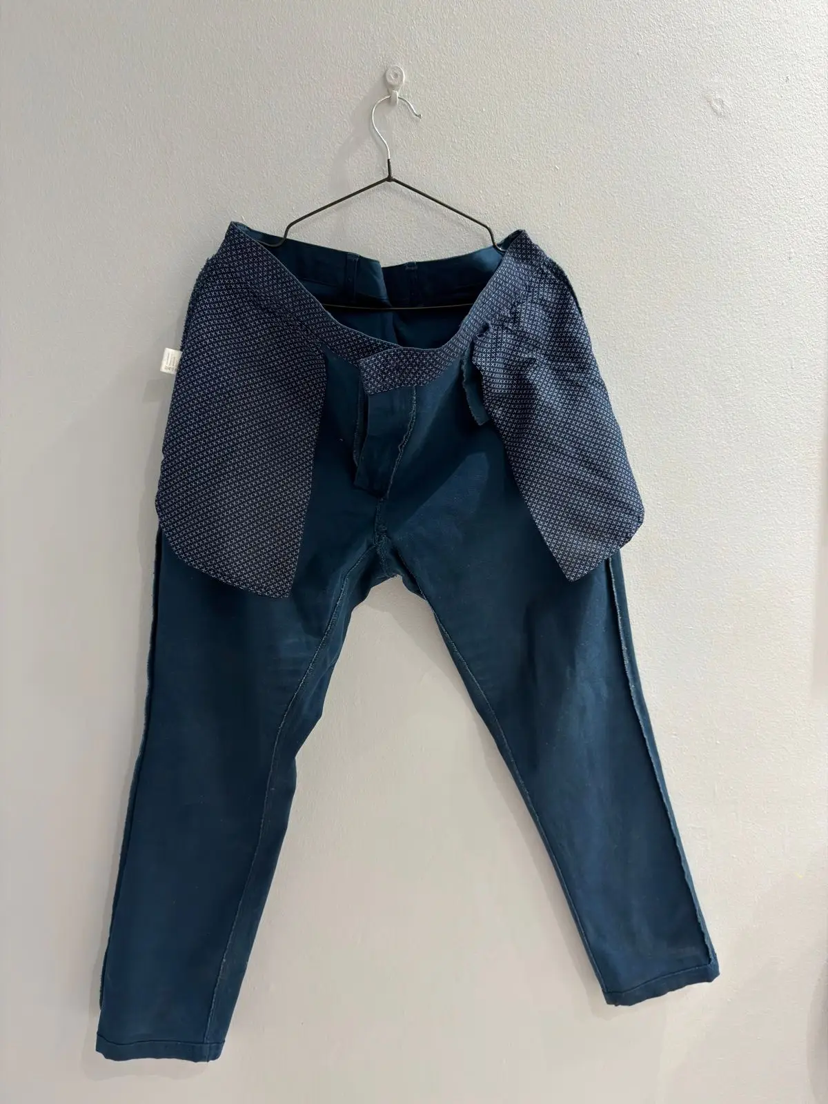 Navy Slim Fit Trousers with Patterned Pockets