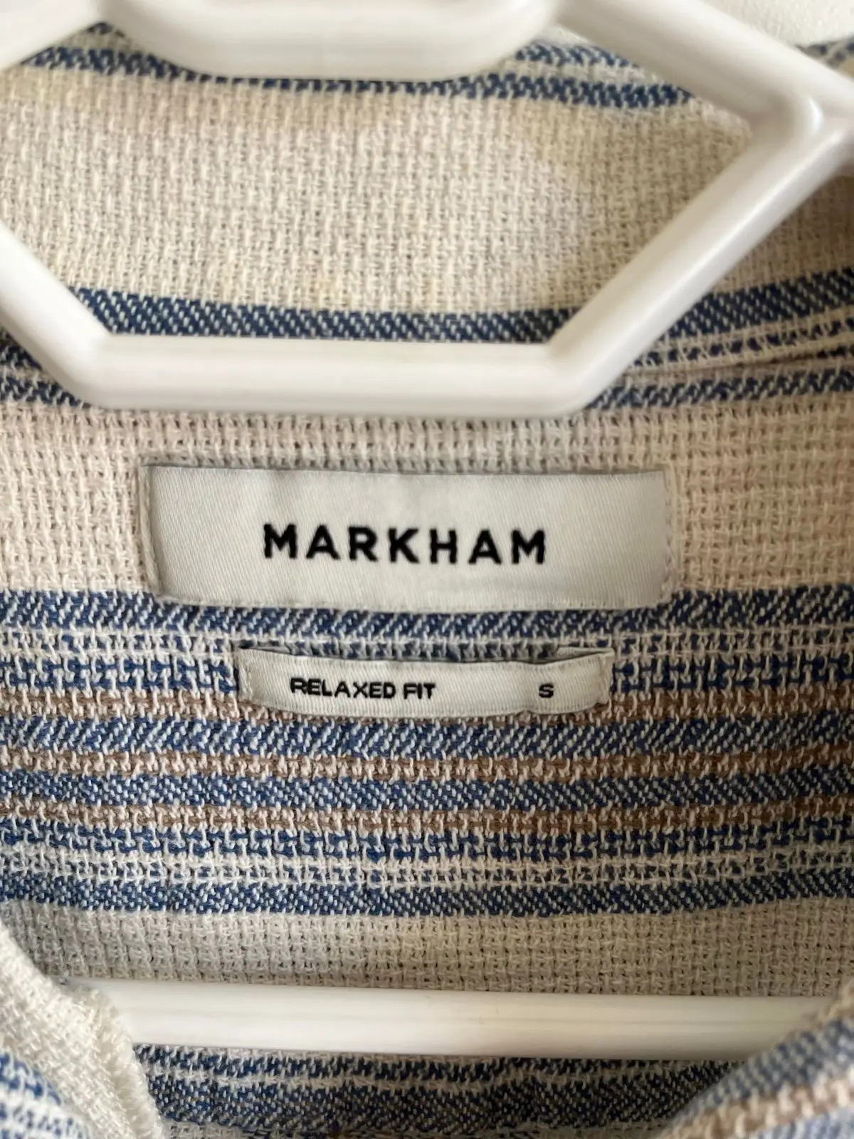Markham Striped Short-Sleeve Button-Up Shirt Size S