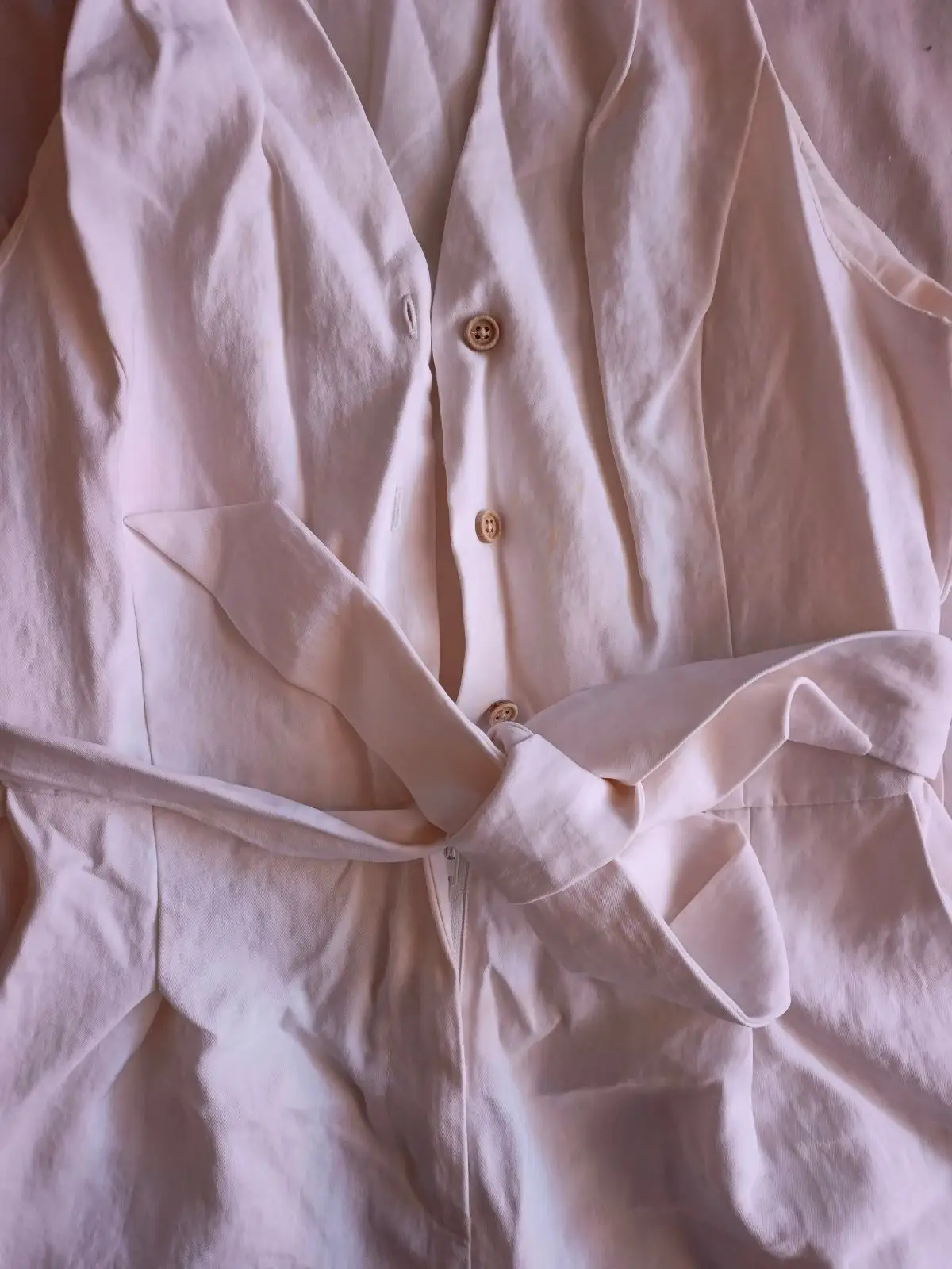Mango Cream Linen Wrap Dress Size M