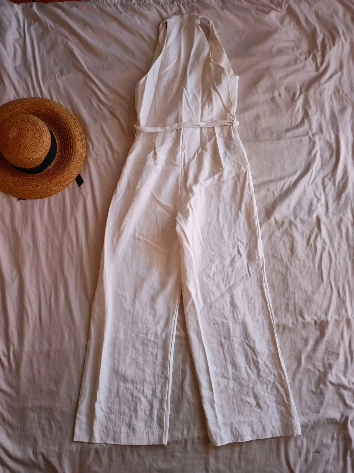 Mango Cream Linen Wrap Dress Size M