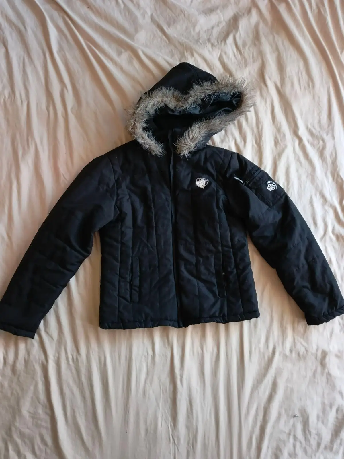 Edgars Black Quilted Puffer Jacket with Fur Hood