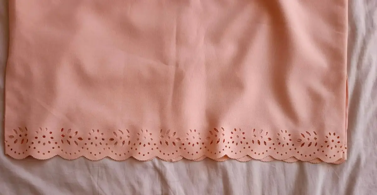 Peach Sleeveless Dress with Eyelet Lace Trim