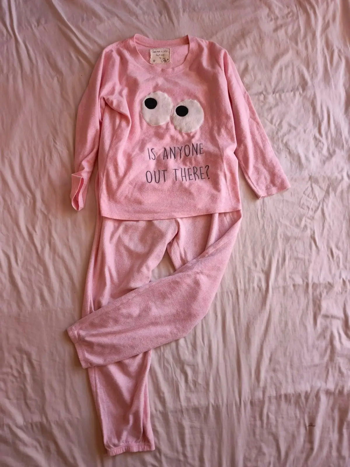 Edgars Pink Pajama Set — 'Is Anyone Out There' Graphic
