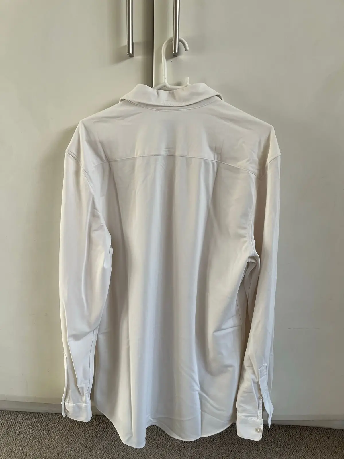 Zara White Long-Sleeve Slim Fit Button-Up Shirt