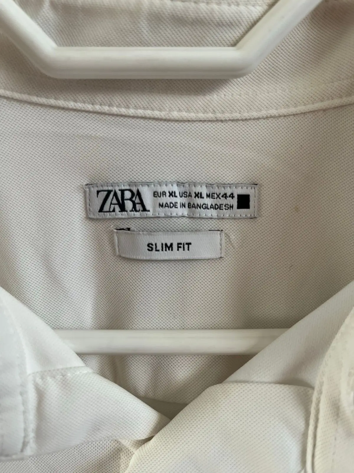 Zara White Long-Sleeve Slim Fit Button-Up Shirt