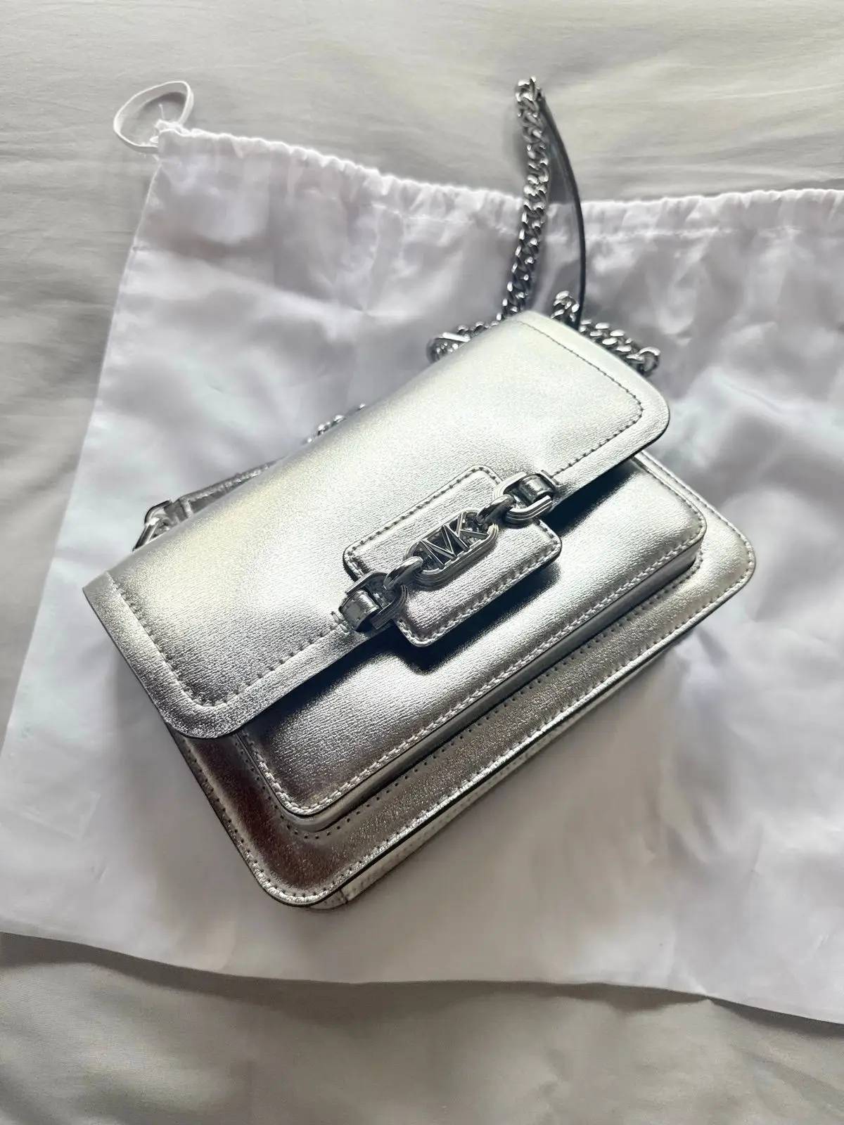 Michael Kors Silver Metallic Crossbody Bag M