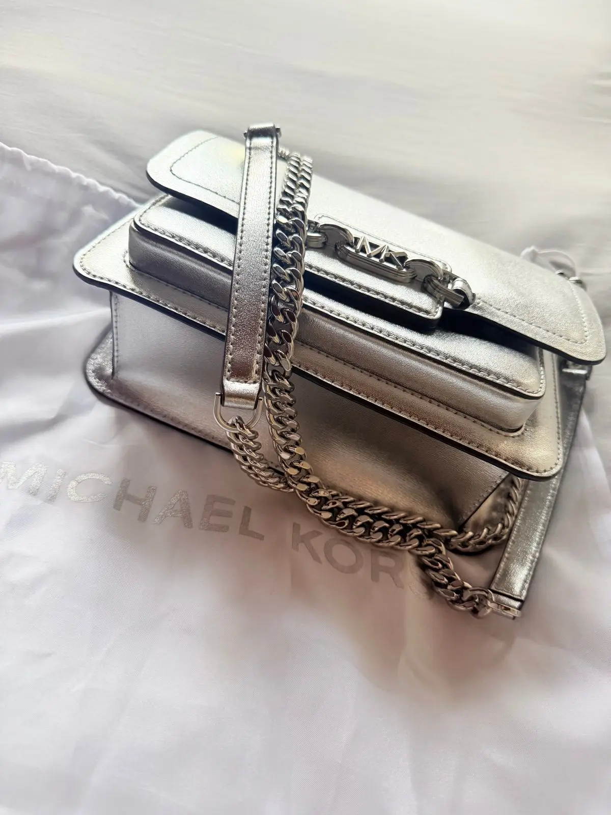 Michael Kors Silver Metallic Crossbody Bag M