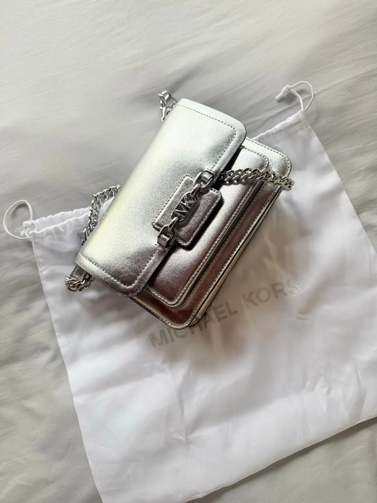 Michael Kors Silver Metallic Crossbody Bag M