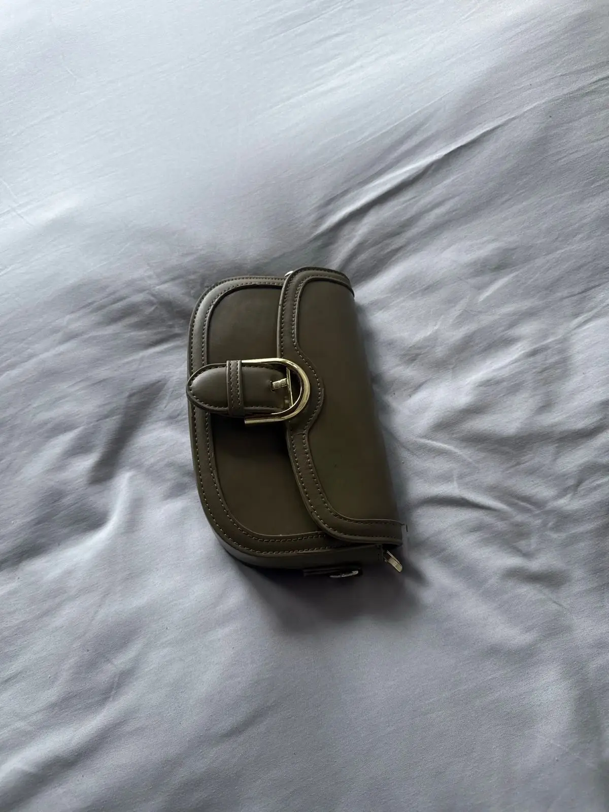Olive Green Leather Crossbody Bag Small