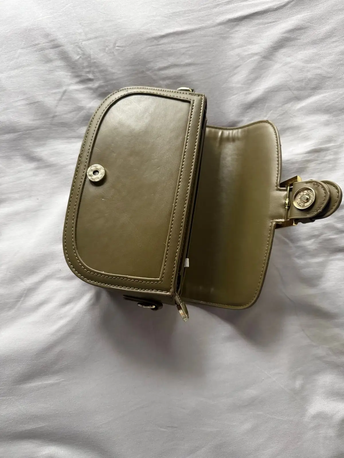 Olive Green Leather Crossbody Bag Small