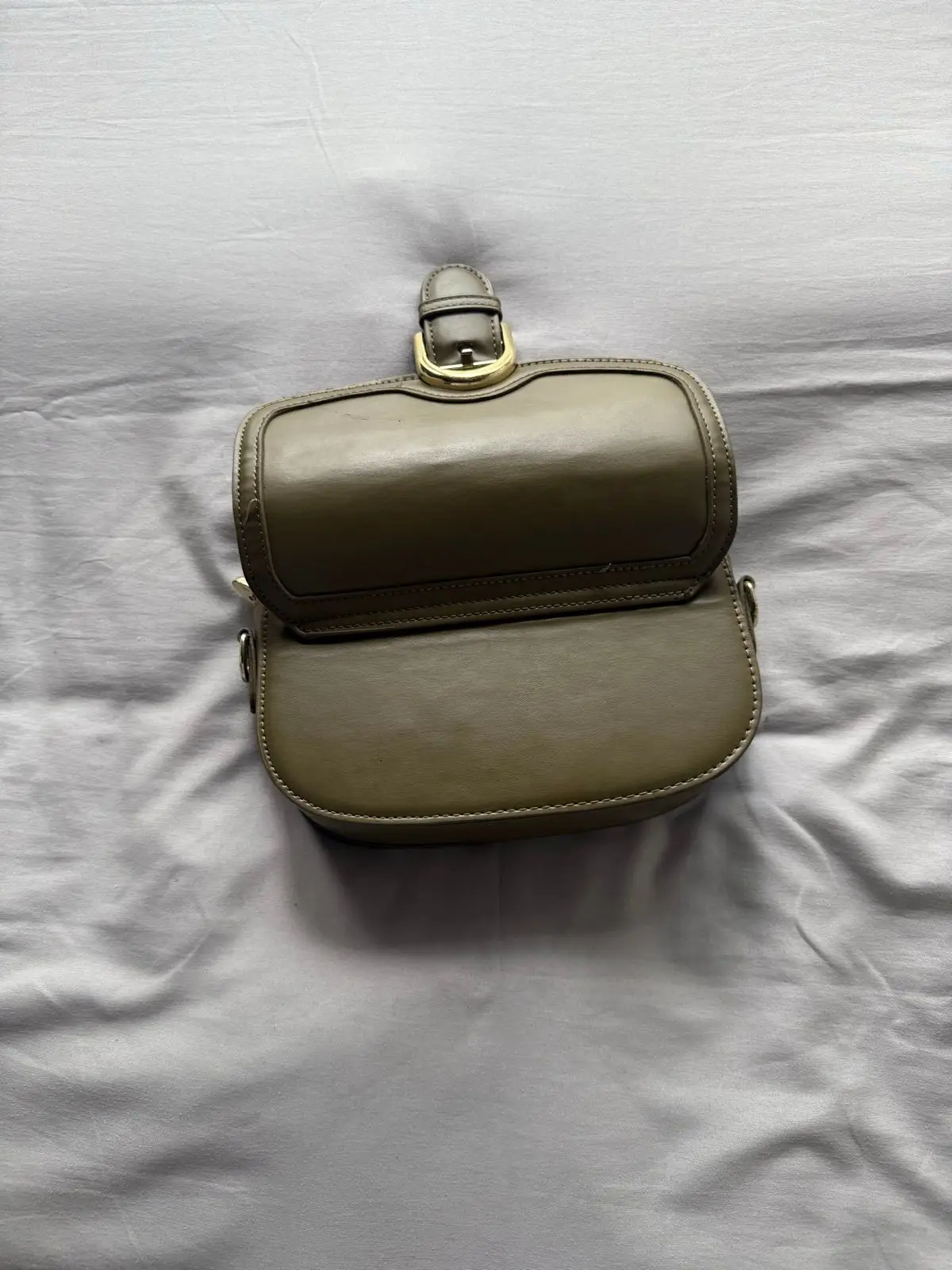 Olive Green Leather Crossbody Bag Small
