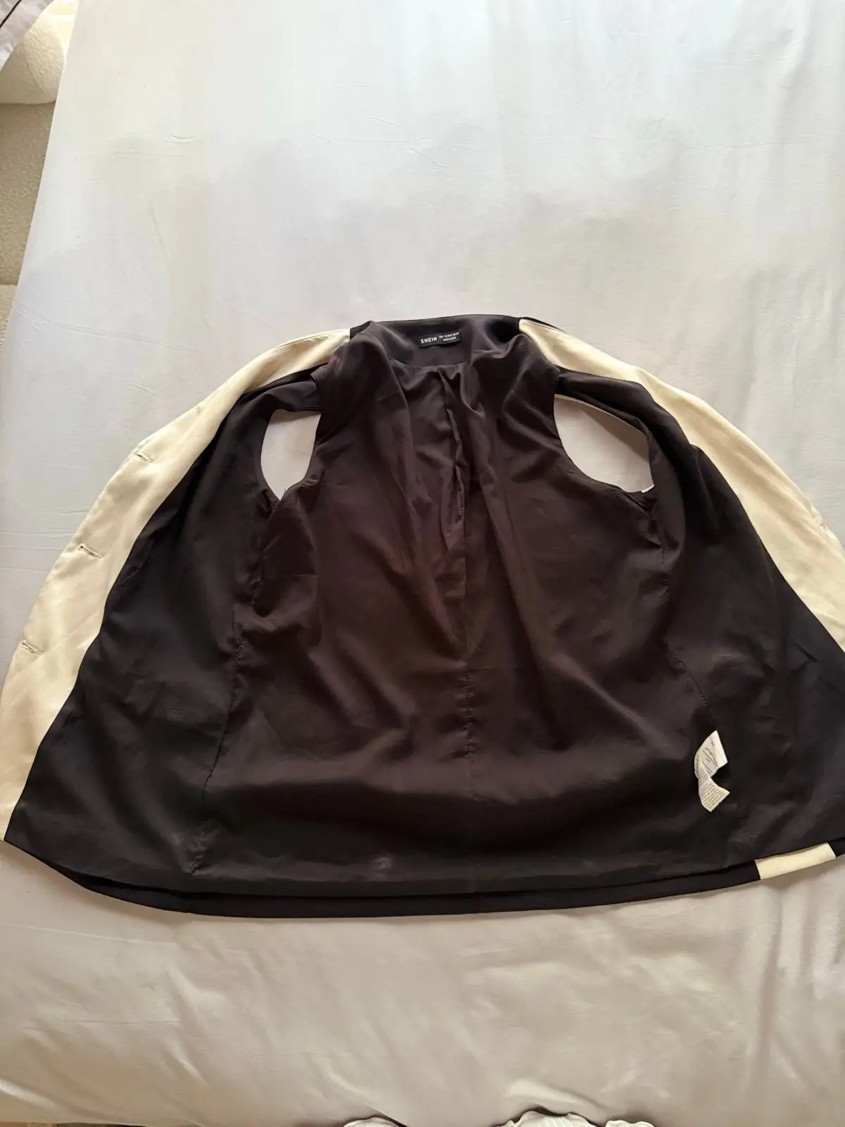 Shein Black & Cream Color-Block Sleeveless Vest L